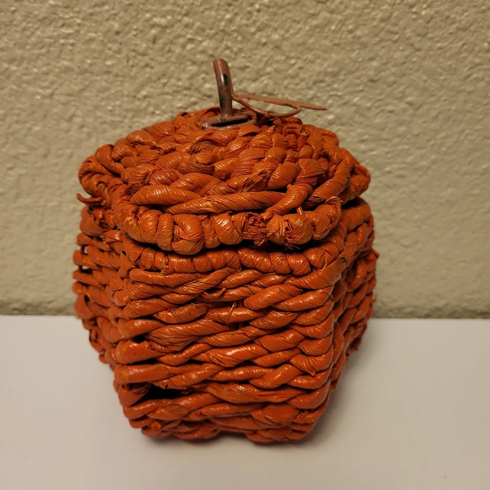 Set of Three Lidded Wicker Pumpkins